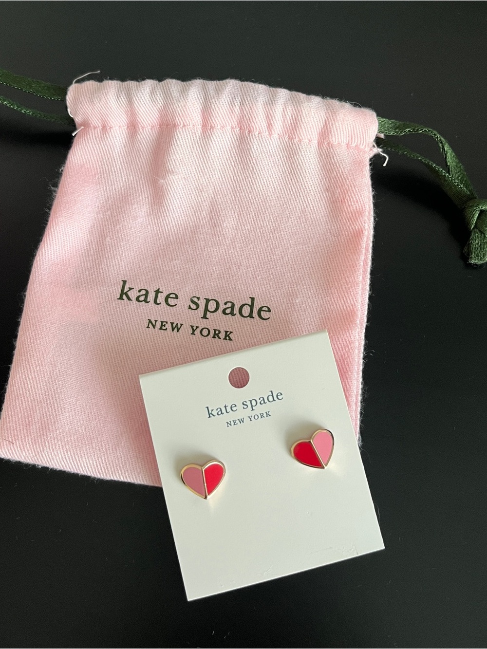 kate spade Pink and Red Heart Stud Earrings